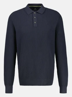 Langarmpoloshirt in Übergröße, gestrickt