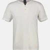 Serafino-Shirt in unifarbener Strukturware
