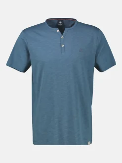 Serafino-Shirt in unifarbener Strukturware
