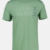 Unifarbenes T-Shirt mit Brustprint für Herren in Großen Größen
