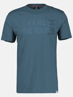 Unifarbenes T-Shirt mit Brustprint für Herren in Großen Größen